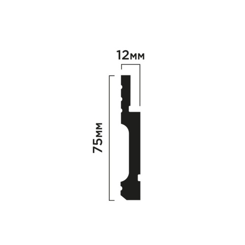 B75V1L Плинтус ПОЛИСТИРОЛ HI WOOD 75мм х 12мм х 2,0м. V1L