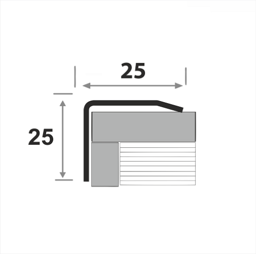 Порог-угол для ступеней из нержавеющей стали с клеевой основой ПУ 25