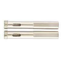 Сверло алмазное по керамограниту, 6 х 67 мм, 3-гранный хвостовик 2 шт.