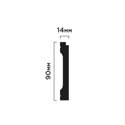 B90V2 Плинтус ПОЛИСТИРОЛ HI WOOD V2 90мм х 14мм х 2,0м.
